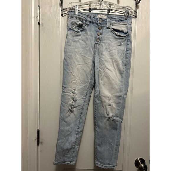 Kancan Signature Jeans Kurvy Mid-rise Ankle Skinny Size 27 Distressed Light Wash - Picture 16 of 16